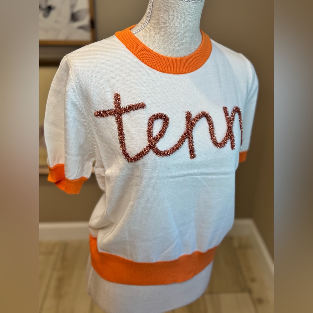 New! QUEEN OF SPARKLES Licensed Tenn Glitter Script Crew Neck Sweater